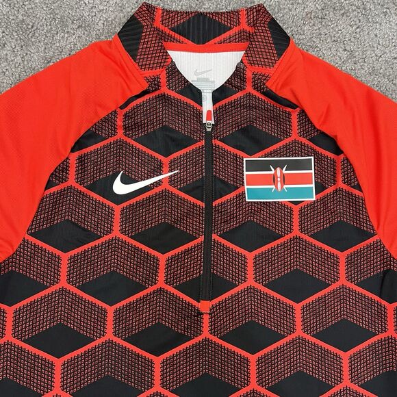 Nike Pro Elite Men Team Kenya Track & Field 1/4 Zip Top Red CI8845 Size S Tall - Picture 5 of 12